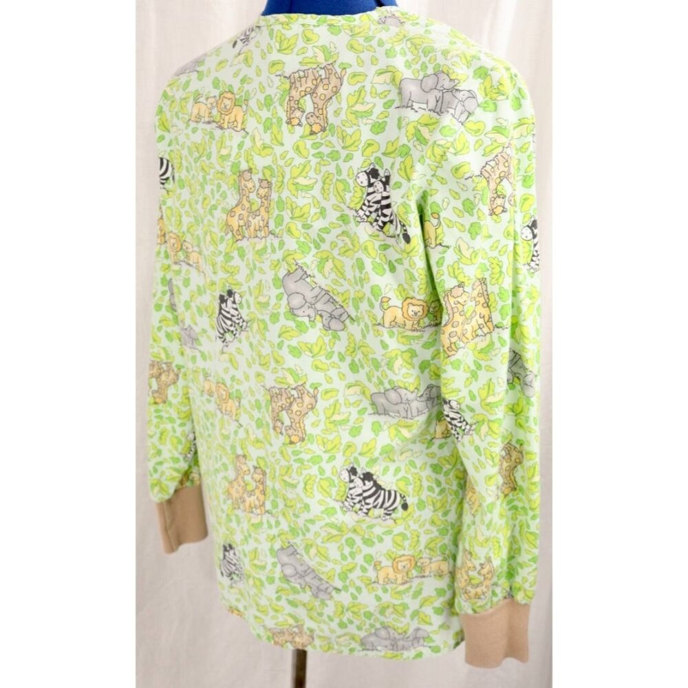 Melrose Mayhill Scrub Top Women's XS Green Safari Animal Leaf Print Medical VTG - Picture 6 of 10